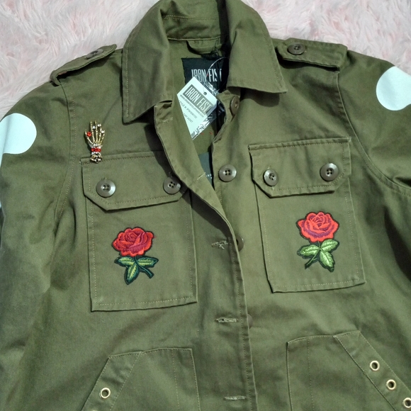 SOLD @MARKET BONE IN Iron fist custom WIPs by Rage Jackets! OOAK punk/goth - Picture 5 of 15